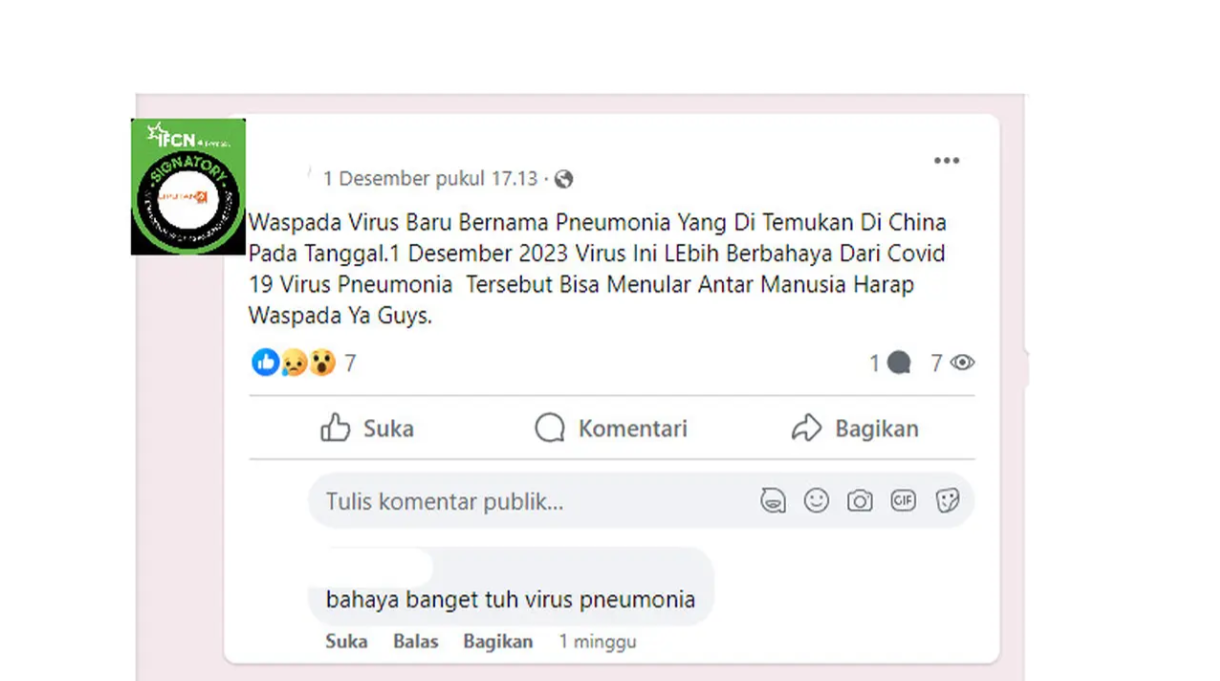 Tidak Benar Pneumonia Virus Baru Lebih Berbahaya dari Covid-19