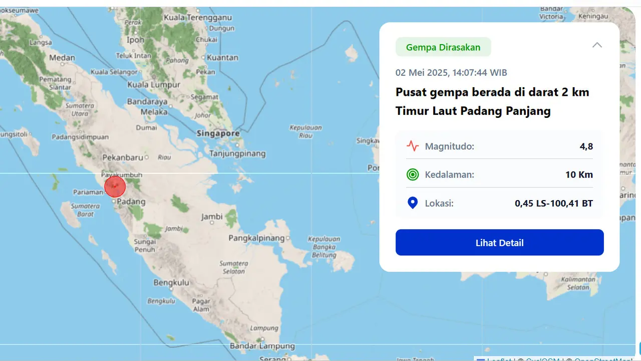 Gempa Bumi Guncang Pulau Karatung dan Padang Panjang